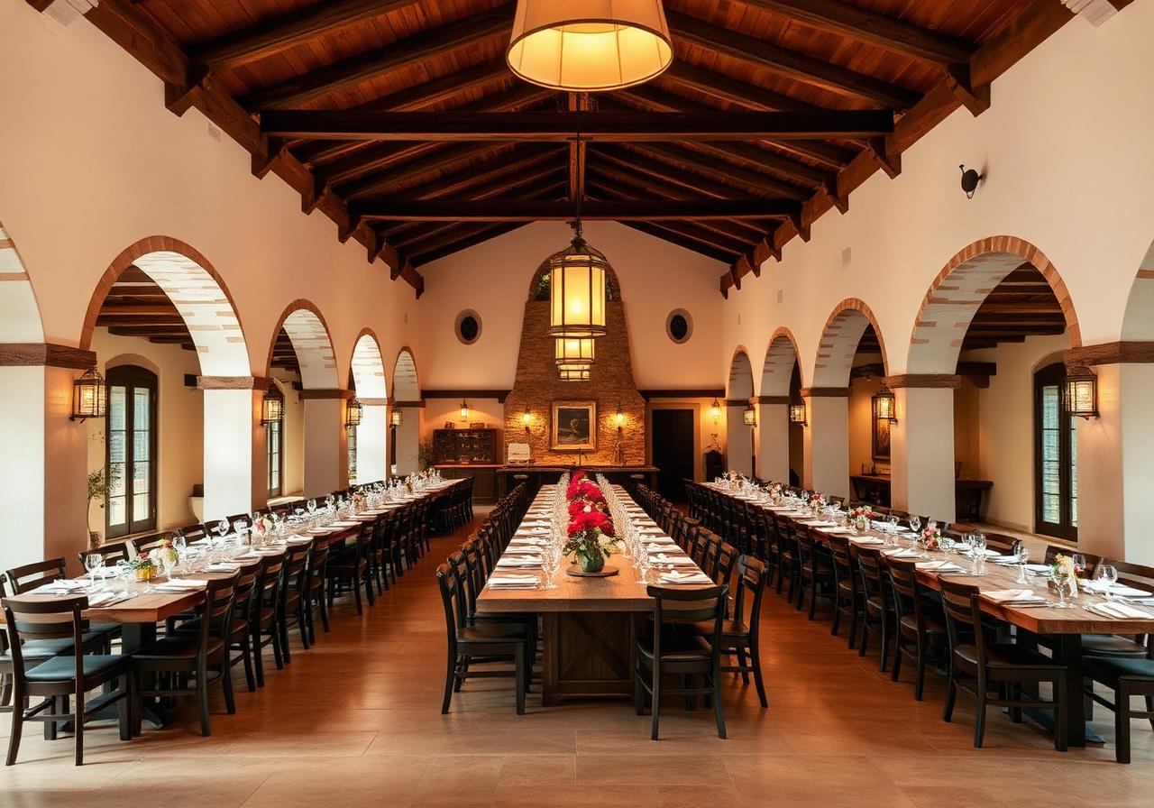 Salón del restaurante preparado para celebración